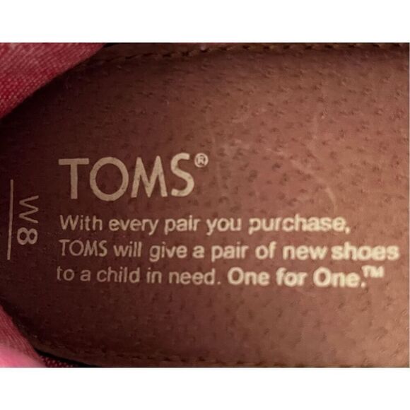 TOMS Classic Pink Umbrella Stripe Slip Ons   Sz 8 - Picture 3 of 3